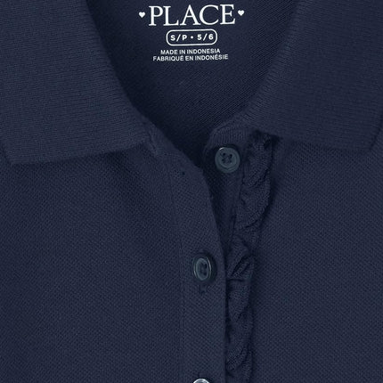 Polo à manches longues uniforme The Children's Place pour grandes filles, couleur Tidal - Volant 44389, TXXL (16 ans)