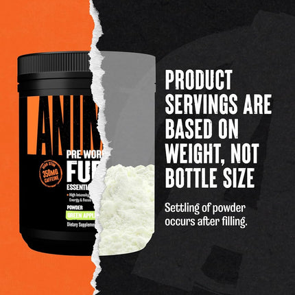 Animal Fury Pre-Workout Energy Supplement with Amino Acids, Green Apple 30 Servings