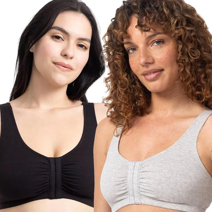 Fruit of the Loom Women's Front Close Builtup Sports Bra, Opaque, Black/White/Heather Grey 3-Pack, 34 (Pack of 3)