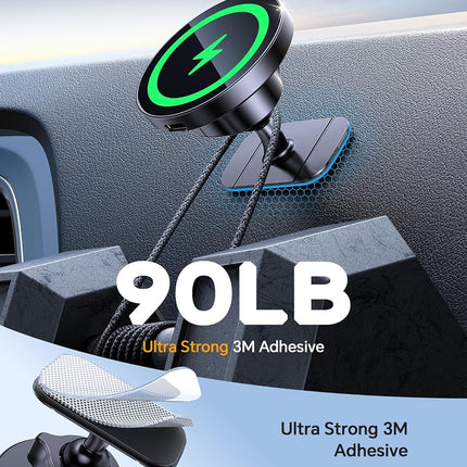 Kaistyle MagSafe Car Mount Charger for iPhone 12/13/14 Pro Max, Mini, Magsafe Cases, Android Phones - Strong Magnetic, Super Stick Force, Safe Driving View, 360° Rotation