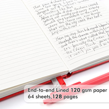 3 Pack Notebooks Journals Bulk with 3 Black Pens, Feela A5 Hardcover Notebook Classic Ruled Lined Journal Set with Pen Holder for Work Business Journaling Note Taking, 120 GSM, 5.1”x8.3”, Red