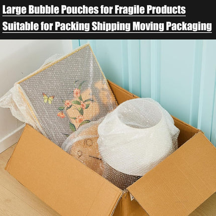 Dunzoom 5 Pack Extra Large Bubble Pouches Clear Bubble Pouch Wrap Bags for Packing Shockproof Cushioning Wrap Bag for Shipping Moving Fragile Dishes China Plates Painting Fragile Items(24 * 28 Inch)