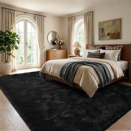 Noahas Fluffy Bedroom Rug Carpet,6x9 Feet,Shaggy Fuzzy Rugs for Bedroom,Soft Rug for Kids Room,Plush Nursery Rug for Baby,Thick Black Area Rugs for Living Room,Cute Room Decor for Boys