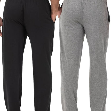 Fruit of the Loom Men's Extended Sizes Jersey Knit Sleep Pant (1 & 2 Packs), Black/Light Grey (2-Pack), X-Large