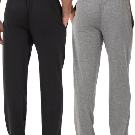 Fruit of the Loom Men's Extended Sizes Jersey Knit Sleep Pant, Black/Light Grey (2-pack), 3XL Tall