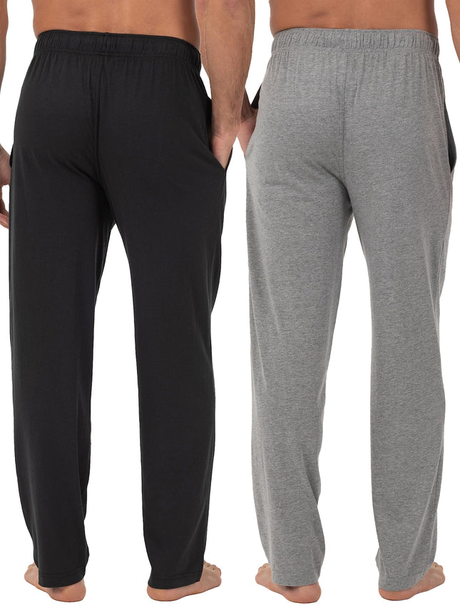Fruit of the Loom Men's 2-Pack Jersey Knit Pajama Pants, Black/Light Grey Heather, 2X