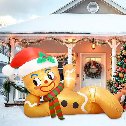 OurWarm 10FT Christmas Inflatable Gingerbread Man Outdoor Decoration with LED Lights, Blow Up Holiday Decor for Garden Lawn Yard