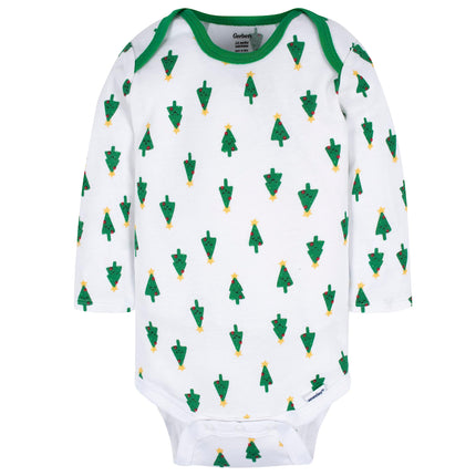 Gerber Unisex Baby 3-Pack Holiday Long-Sleeve Onesies, Happy Jolly, 3-6 Months