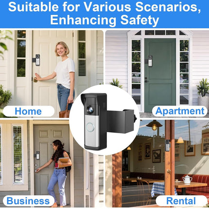 Anti-Theft Doorbell Mount Compatible with R-ing Newest 2026 Battery Doorbell/Plus/Pro, No Drill Wireless Video Camera Doorbell Bracket with Rain Cover for Apartment Rental, Not for Security Door