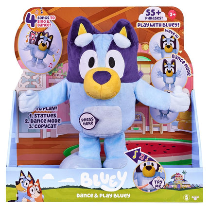 BLUEY Dance and Play Bluey 36cm Animated Plush with Phrases and Songs., 17355