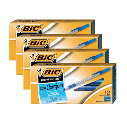 4 bolígrafos BIC Xtra-Comfort Round Stic Grip. AZUL.