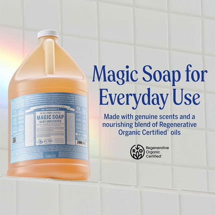 Dr. Bronner's 18-in-1 Pure Castile Liquid Soap - Baby Unscented, 3.8L
