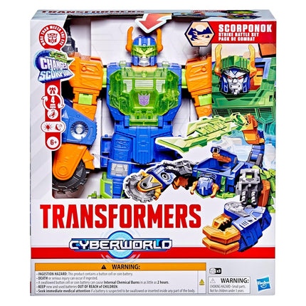 Transformers CYBERWORLD Scorponok Strike Battle Set, Converting Action Figure Playset with Lights and Sounds, Robot Toys for Boys and Girls 6 and Up