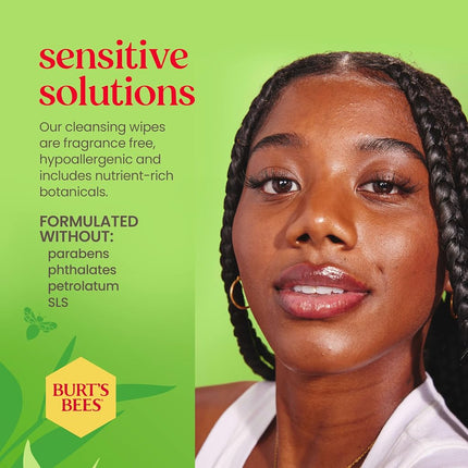 Burts Bees Facial Cleansing Towelettes Sensitive for Unisex 30 Count Towelettes