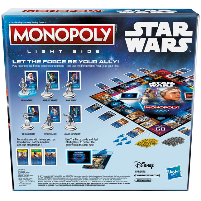 Hasbro Gaming Monopoly: Star Wars Light Side Edition Board Game for Families and Kids Ages 8 and Up,Star Wars Jedi Game for 2-6 Players,Family Games