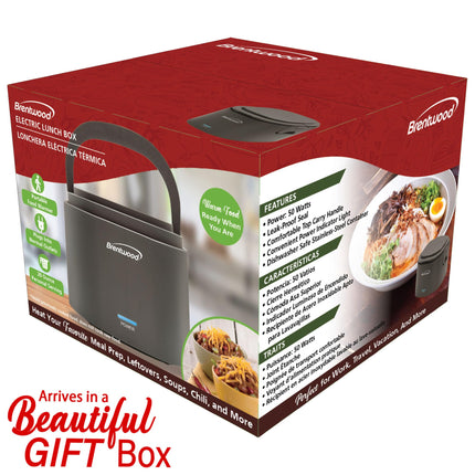 Brentwood 110V 50W 0.6L Portable Leakproof Electric Lunch Box Food Warmer (Gray)