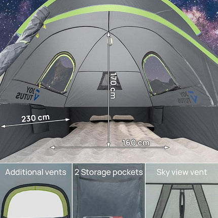 JOYTUTUS Pickup Truck Tent, Waterproof PU2000mm Double Layer for 2 Person, Portable Truck Bed Tent, Length 2.3M Camping Preferred