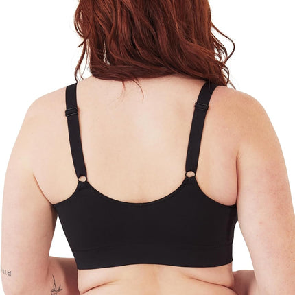 Bali Women's Modern Seamless, Pullover Wireless Bralette with Adjustable Straps, Black, 3X-Large