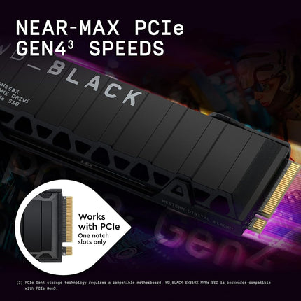 WD Black SN850X 2TB SSD M.2 2280 NVME PCI-E Gen4 Solid State Drive with Heatsink