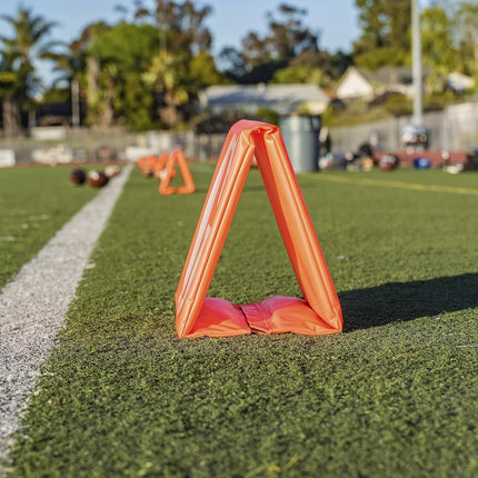GoSports Football Field Yard Line Markers, Set of 11, High Visibility Weighted Yardage Markers with Portable Carrying Case