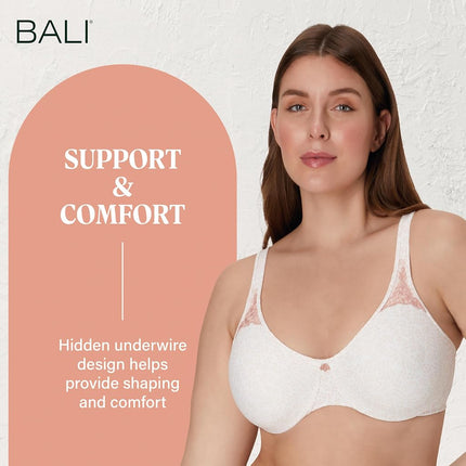Sujetador minimizador Bali Passion for Comfort para mujer, estampado Pink Leaf, 42DD