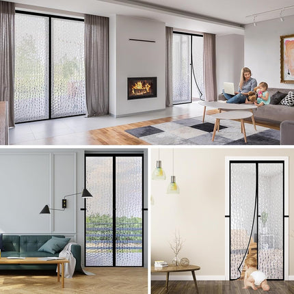 RELIANCER Magnetic Thermal Insulated Curtain, Waterproof EVA Cover, Fits 36"x82" Door, Temperature Protection, Self-Closing, Windproof
