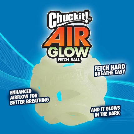Chuckit! Air Glow Fetch Ball Dog Toy, Medium (2.5 Inch) Pack of 2, for Breeds 20-60 lbs