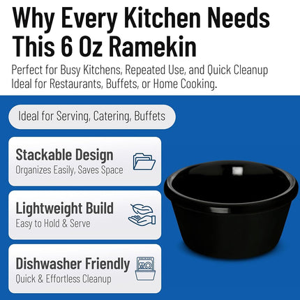 Carlisle FoodService Products Plastic Ramekins, Sauce Bowl For Catering, Kitchen, Restaurant, 6 Ounces, Black