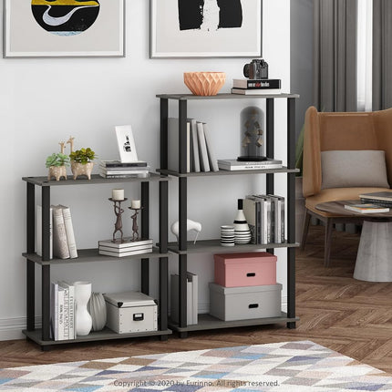 Furinno TURN-S-TUBE Set of 2. 3-Tier Tool-Free Corner Shelf, French Oak