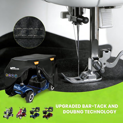 Upgraded Mobility Scooter Storage Cover,Hicover Heavy Duty 600D Oxford Fabric Electric Scooter Cover, Waterproof,Anti-UV,Durable with Waterproof Strip,Reflective Strips,air Vents, Windproof Buckles