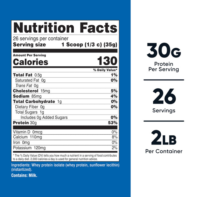 Nutricost Whey Protein Isolate (Unflavored) 2 Pounds