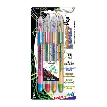 Pentel Arts Krazy Pop Iridescent Gel Pen, (1.0mm) Bold Line, Assorted Ink
