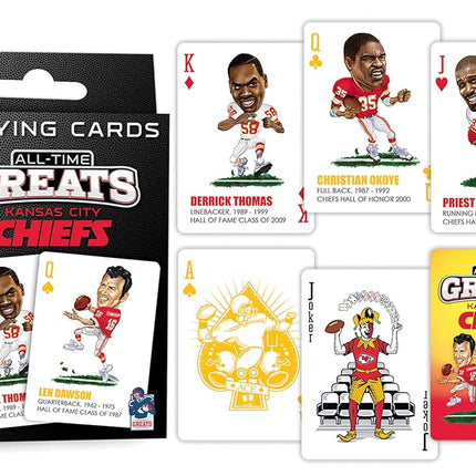 MasterPieces Playing Cards - Kansas City Chiefs All-Time Greats Playing Cards - Officially Licensed Playing Card Deck for Adults, Kids, and Family