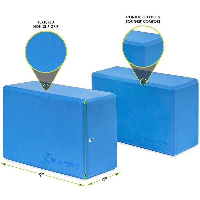 ProsourceFit Foam Yoga Blocks, High Density EVA Yoga Bricks (Set of 2), Aqua