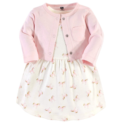 Hudson Baby Girls' Cotton Dress and Cardigan Set, 