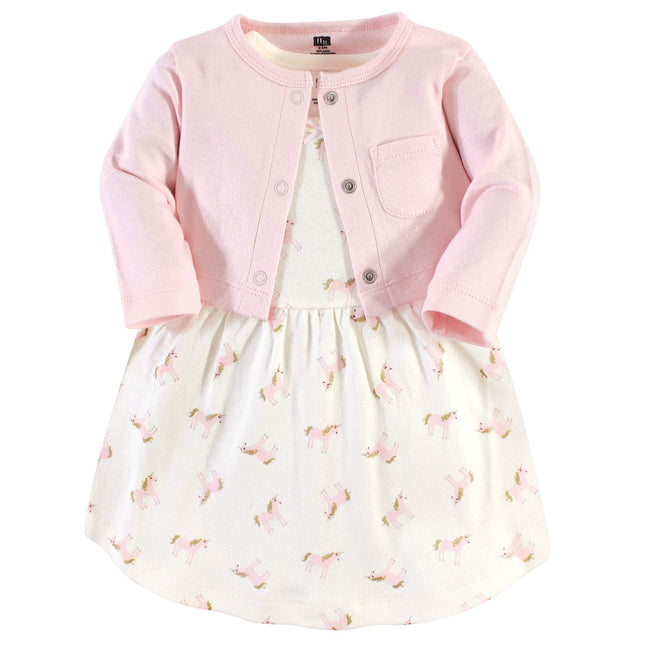 Hudson Baby Girls' Cotton Dress and Cardigan Set, 