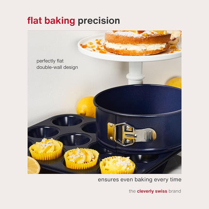 Zyliss Non-Stick Baking Sheet, 35cm x 27cm, PFAS Free Baking Tray for Cookies/Biscuits, Carbon Steel, Dark Blue, Baking Tin/Bakeware/Roasting, Dishwasher Safe