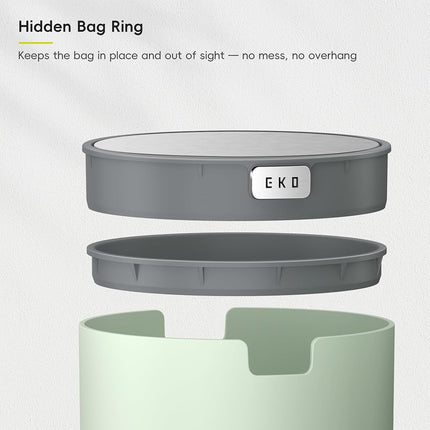 EKO 2.2L Mini Desk Bin with Swing Lid, Tabletop Rubbish Bin, Sage