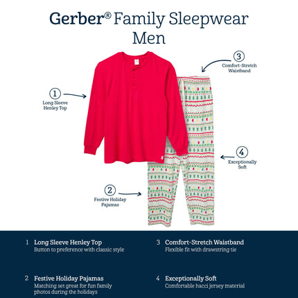 Gerber Unisex Baby Holiday Family Matching Pajamas, Oh What Fun Fairisle, Large