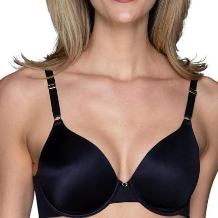 Vanity Fair Women's Full Coverage Beauty Back Smoothing Bra, 4-Way Stretch Fabric, Lightly Lined Cups Up to Dd, Sheer, Underwire-Black, 36B