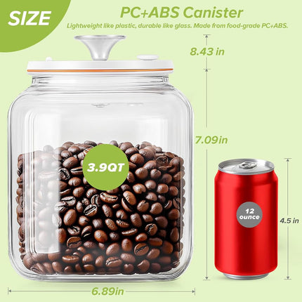 Secura VacGuard Fresh Canister, Electric Vacuum Canister, Smart Storage Container & Coffee Containers for Coffee Beans, Cookie & Pet Food 3.7 L, 125 oz