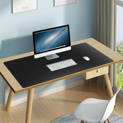 Mydours PU Leather Desk Pad, Non-Slip Gaming Mouse Pad with Suede Base, Large Desk Mats on The Top of Desks, 110x40cm Waterproof Computer Desk Blotter Protector (Black)