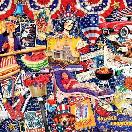 Buffalo Games - Kate Ward Thacker - All American Collage - 500 Piece Jigsaw Puzzle Colorful Puzzle for Adults – Precision-Cut Pieces, Beautiful Artwork, and Hours of Relaxing Fun