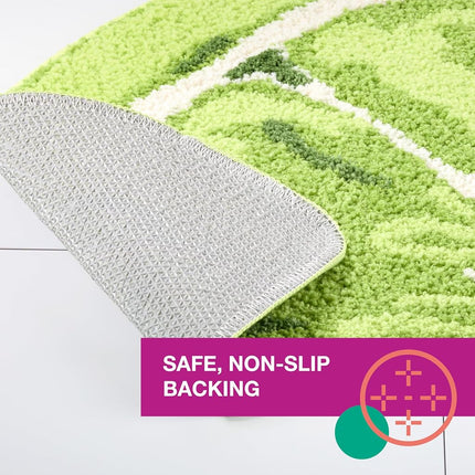 TOWN & COUNTRY PLAY Tapete de Baño en Forma de Media Rodaja de Lima Cítrica, Tapete Tufted Absorbente para Piso, Parte Trasera Antideslizante, Lavable a Máquina, Verde, 34.7"x18.1"
