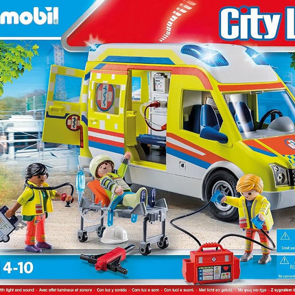 Playmobil 71202 City Life Ambulance with Lights and Sound, toy playset suitable for ages 4+