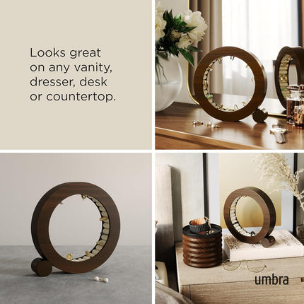 Umbra Ferris Jewelry Organizer, Wood Tray Holds 33 Rings, Walnut