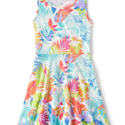 The Children's Place Girls' One Size Sleeveless Casual Dress, Leaf Floral, X-Large