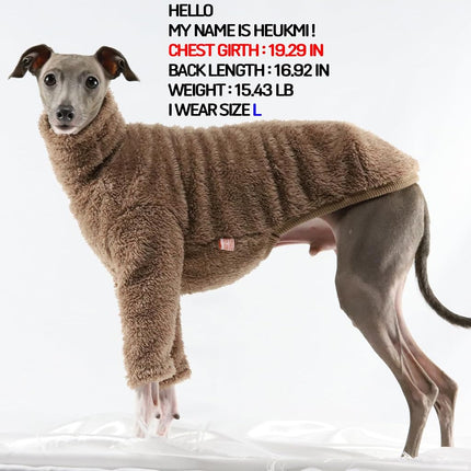 D Doggy Star Italian Greyhound Clothes Warm Fleece Sweater T Shirts Whippet for Dogs (L,Fleece Beige)
