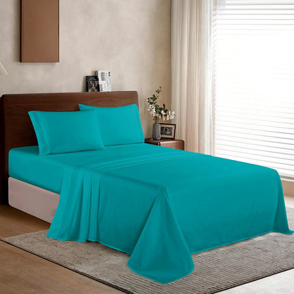 Elegant Comfort Luxury 1500 Premium Hotel Quality Microfiber 4-Piece Sheet Set - Wrinkle Resistant, All Around Elastic Fitted Sheet, Deep Pocket up to 16", Queen, Turquoise