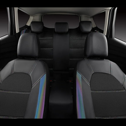 CAR PASS Leather seat Covers,Automotive Universal Sport car seat Cover Super 5mm Composite Sponge Inside,Airbag Compatible fits Most SUVs, Trucks,and Vans (Full Set,Chameleon Iridescent Reflective)